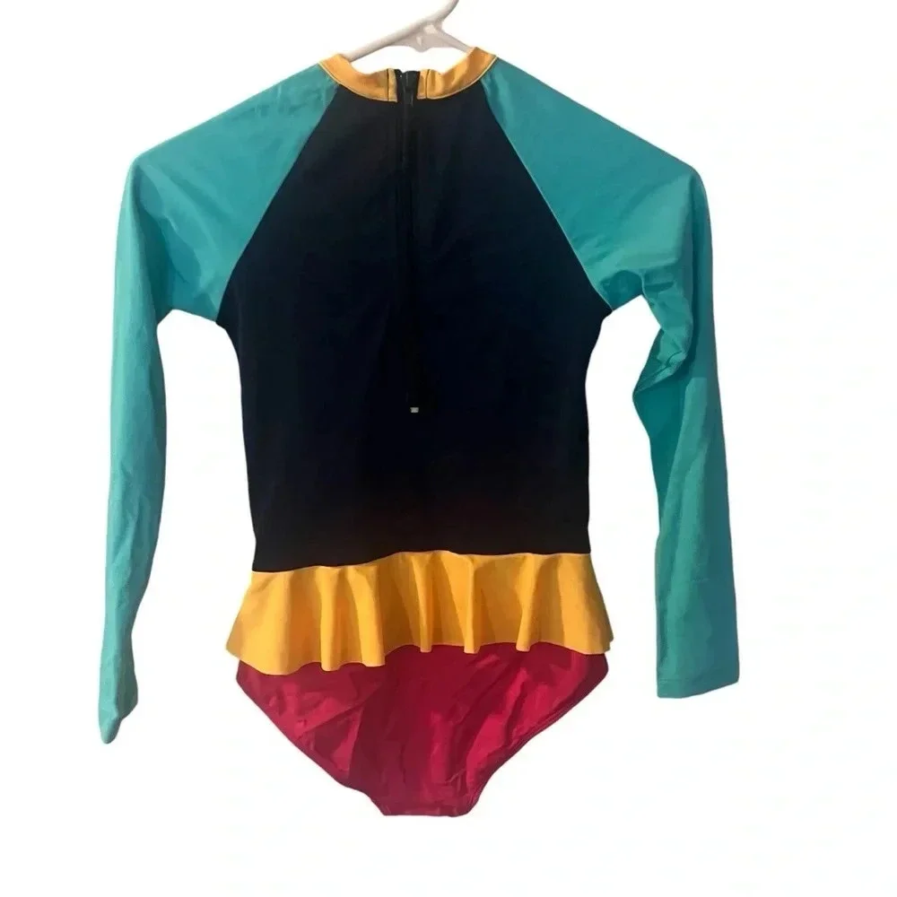 Dot Dot Smile Colorblock Swim Rashguard size 12/14 NWT